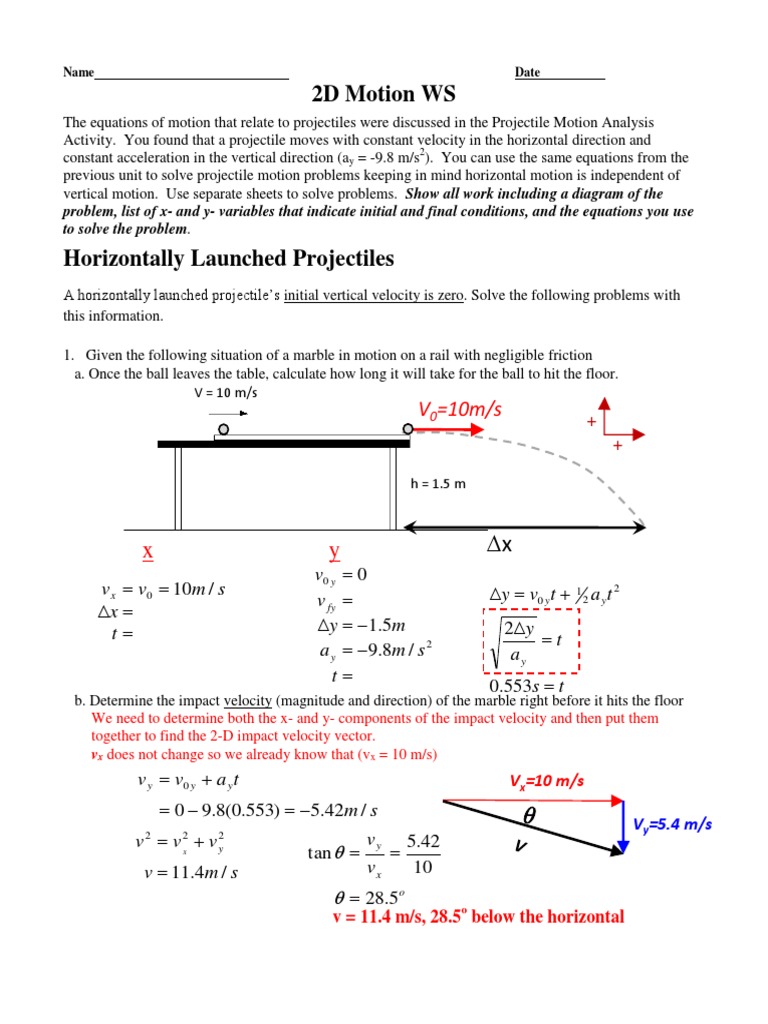 Analyzing Horizontal Projectile Motion | PDF | Projectiles | Space