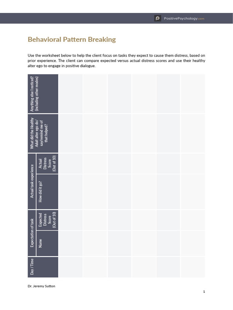 Behavioral Pattern Breaking Worksheet | PDF