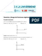 Función Lineal y Cuadrática, Dominio y Rango