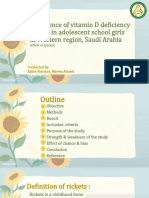 Prevalence of Vitamin D Deficiency Rickets in Adolescent School Girls in Western Region, Saudi Arabia