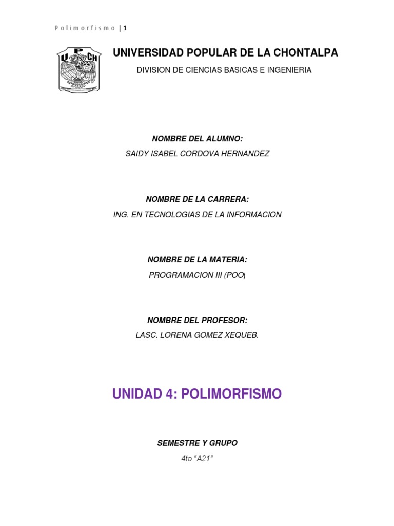 Polimorfismo PDF Objeto (informática) Herencia (Programación