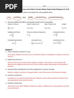 AP Physics I - Newton's Laws and Uniform Circular Motion Study Guide (Chapters 4,5, & 6)