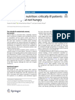 Less Is More in Nutrition: Critically Ill Patients Are Starving But Not Hungry