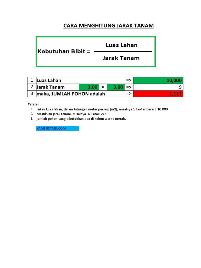 Rumus Menghitung Jarak Tanam | PDF