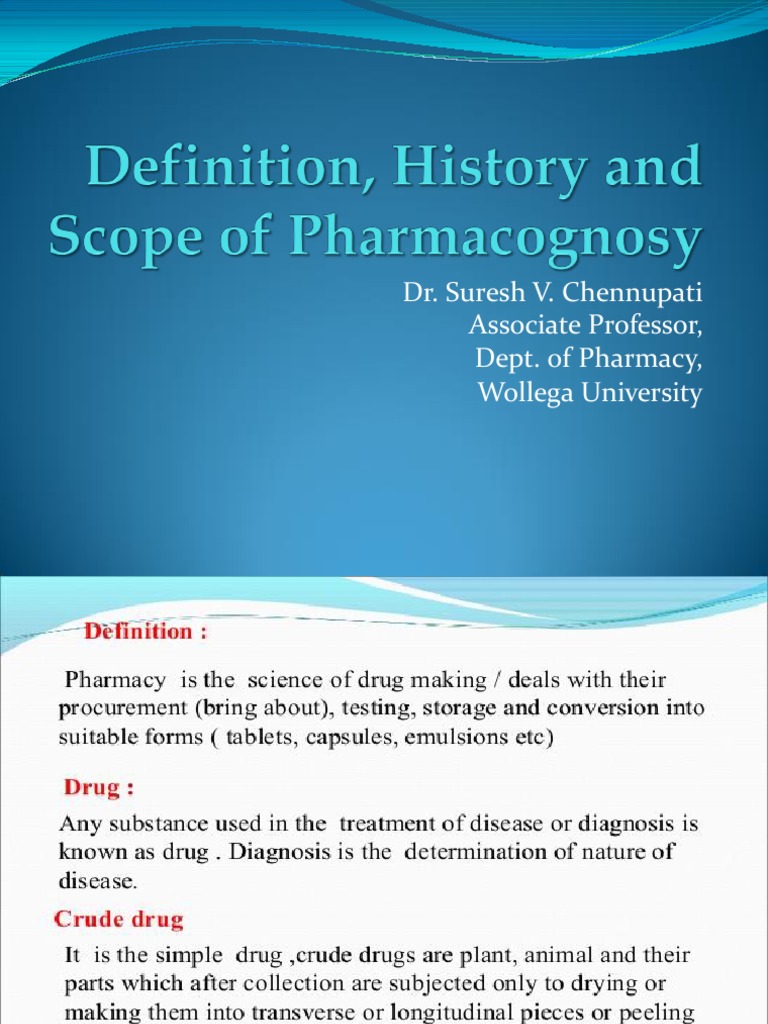 Definition, History and Scope of Pharmacognosy PDF