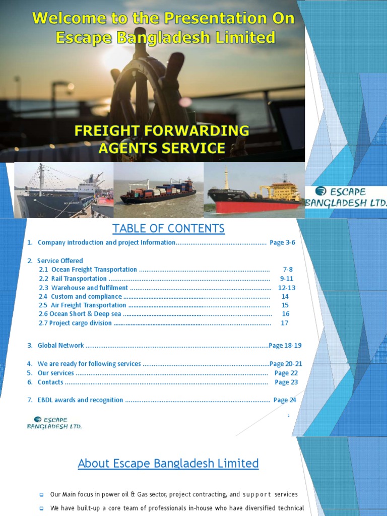 FREIGHT FORWARDING Presentation On Escape Bangladesh LTD PDF Cargo