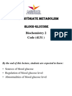 Carbohydrate Metabolism Blood Glucose: Biochemistry 2 Code (4131)