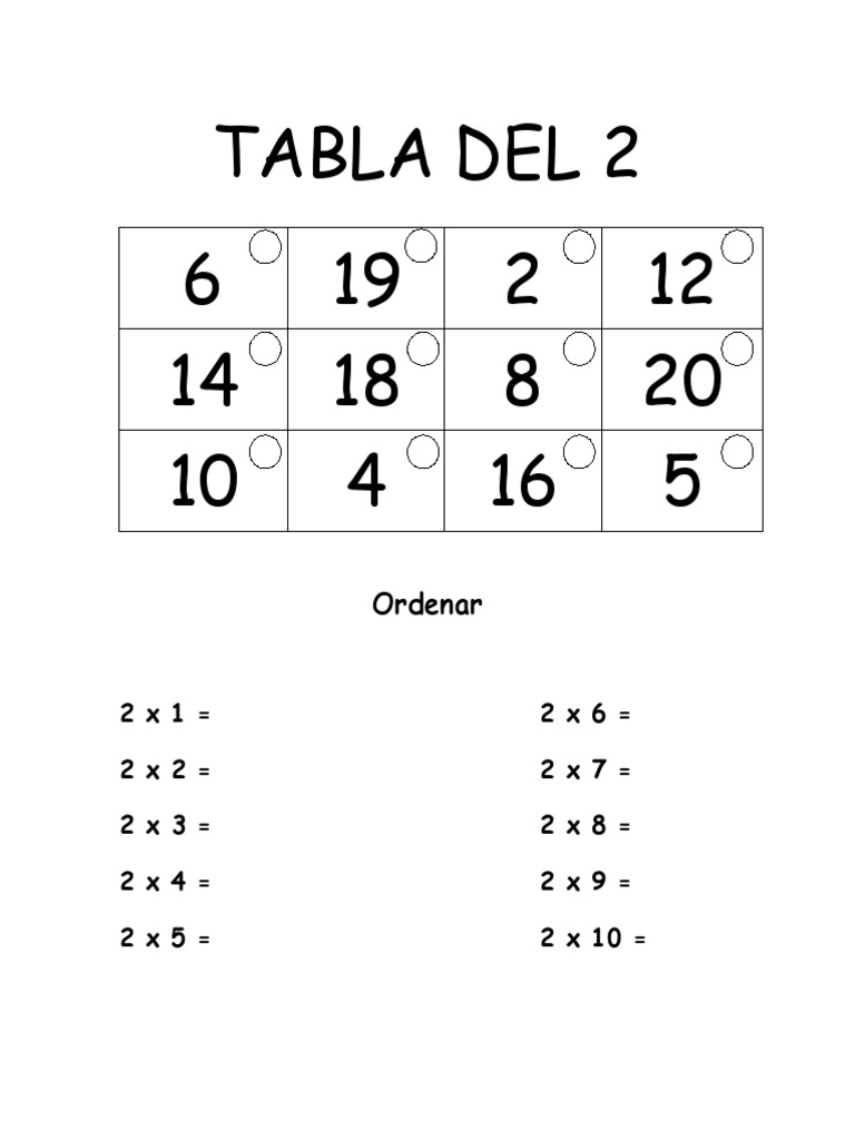 Ejercicios Tablas Del 2 Ejercicios de Tablas de Multiplicar Del 2 Al 5 | PDF