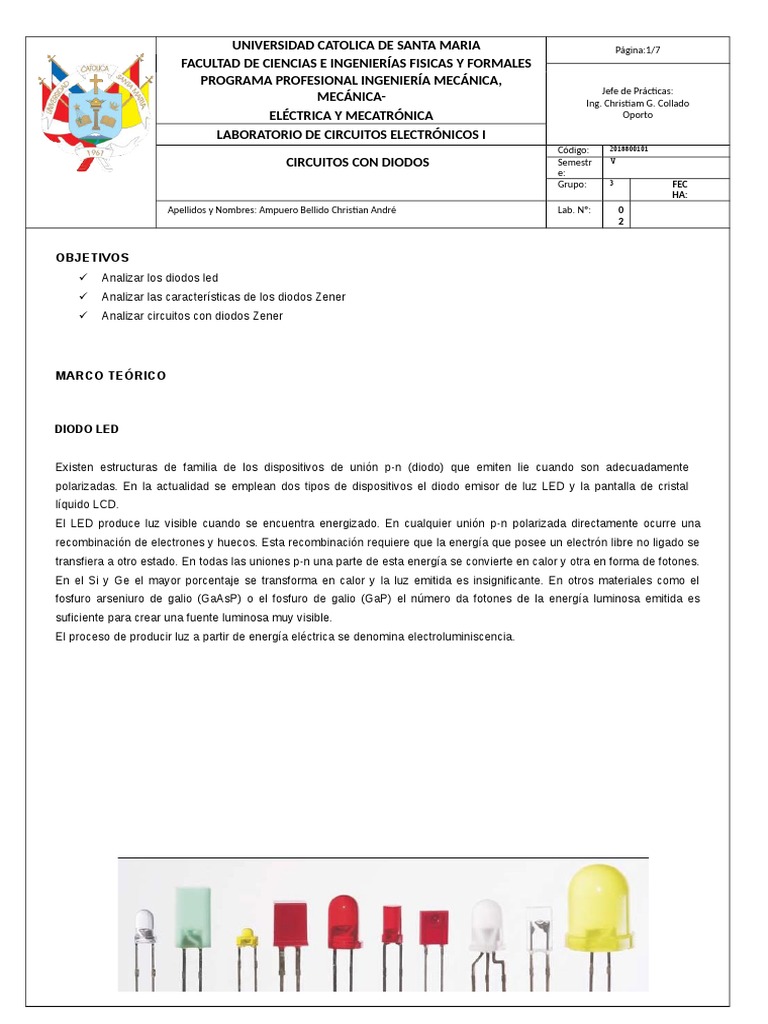 Laboratorio de Circuitos con Diodos | PDF | Diodo emisor de luz | Diodo