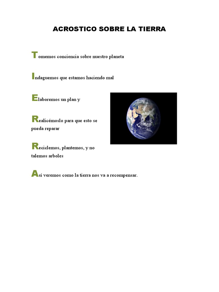 Acrostico y Mensaje Sobre La Tierra | PDF