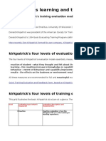 KIRKPATRICK'S FOUR LEVELS OF TRAINING EVALUATION