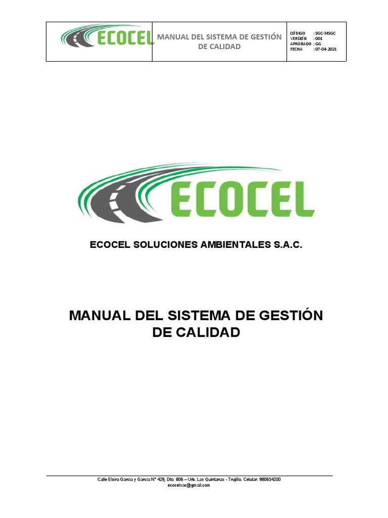 1.manual Del SGC | PDF | Sistema de manejo de calidad | Calidad (comercial)