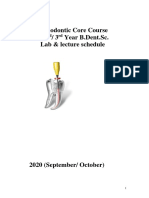 Endodontic Core Course 2 / 3 Year B.Dent - Sc. Lab & Lecture Schedule