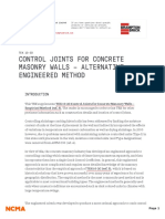 Control Joints For Concrete Masonry Walls - Alternative Engineered Method