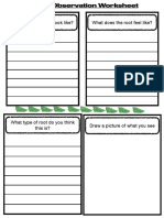 root observation sheet