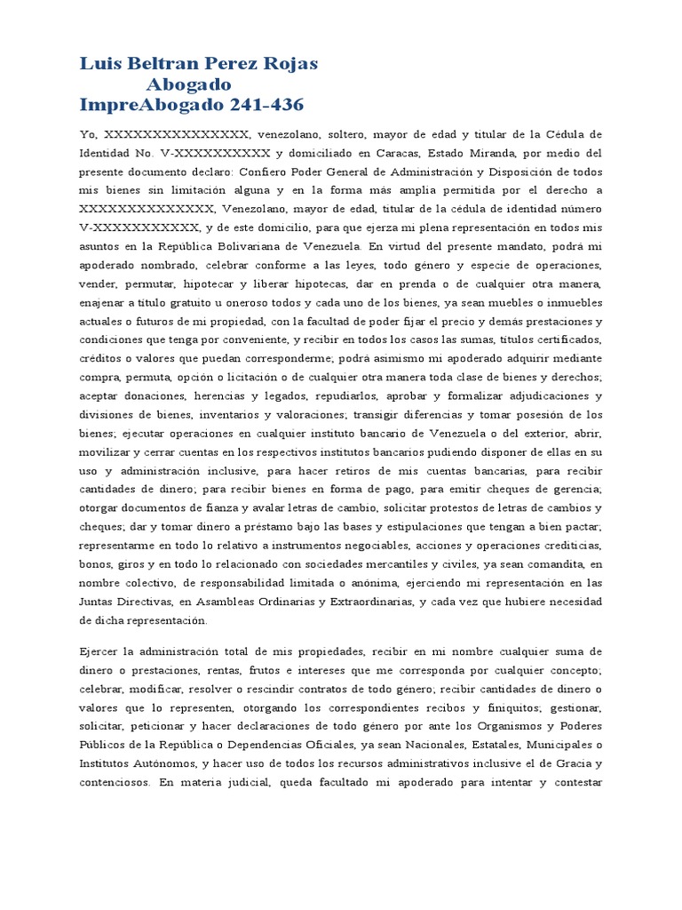 Poder General Venezuela | PDF | Venezuela | Finanzas (general)