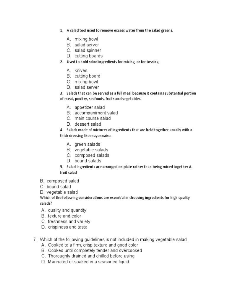 A Salad Tool Used To Remove Excess Water From The Salad Greens Pdf Salad Food And Drink