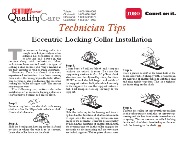 Technician Tips Eccentric Locking Collar Installation PDF Screw