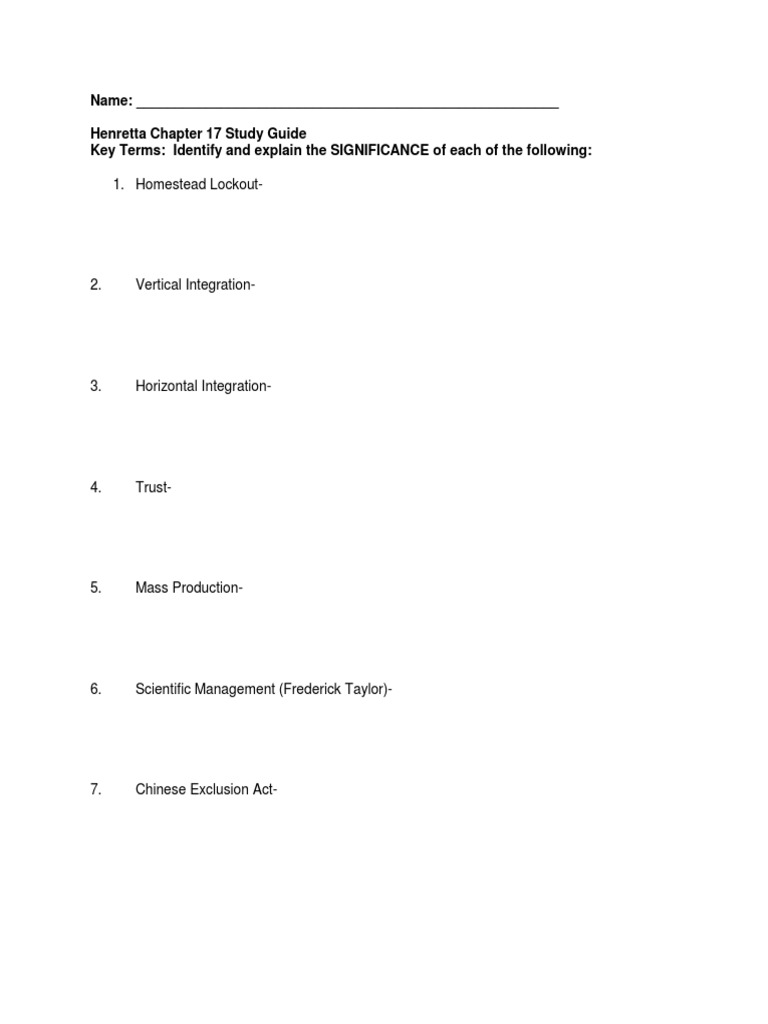Chapter 17 Study Guide: Key Concepts | PDF | Labour Economics | The ...