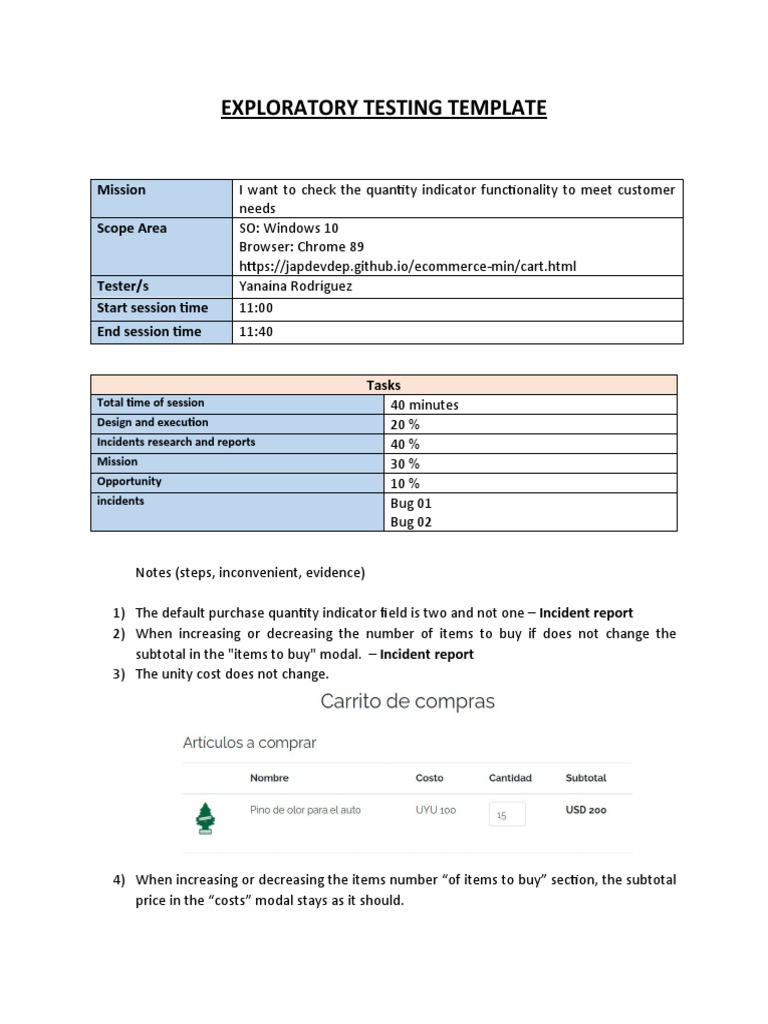 Exploratory Testing Report Template | PDF | Art | Computers
