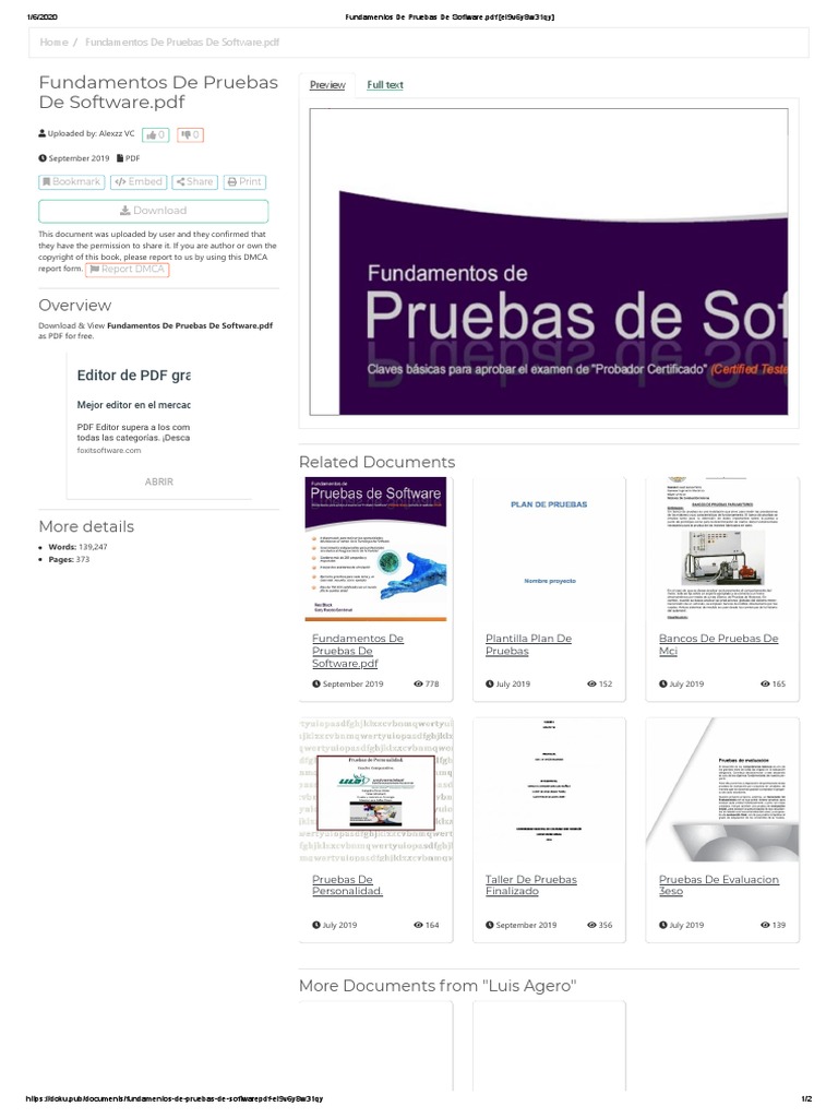 Fundamentos de Pruebas de Software - PDF (El9v6y8w31qy) | PDF ...