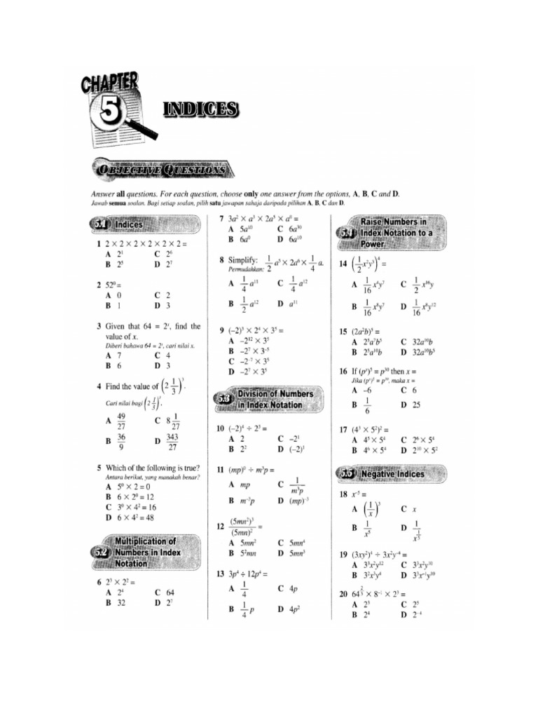 Latihan Objektif Bab 1 Indeks Pdf