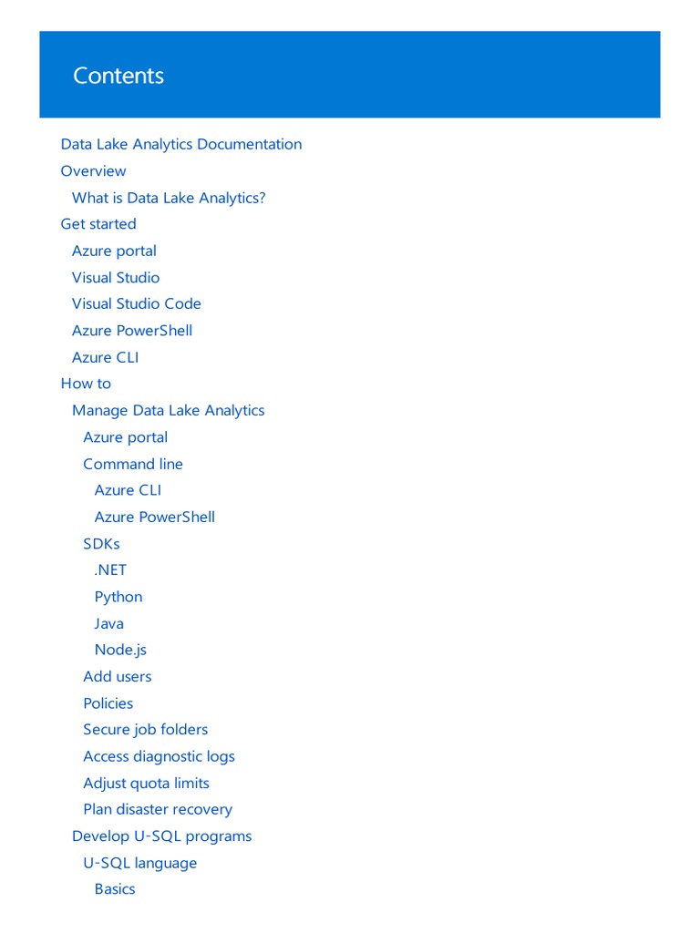 Azure Data Lake Analytics Overview | PDF | Microsoft Visual Studio ...