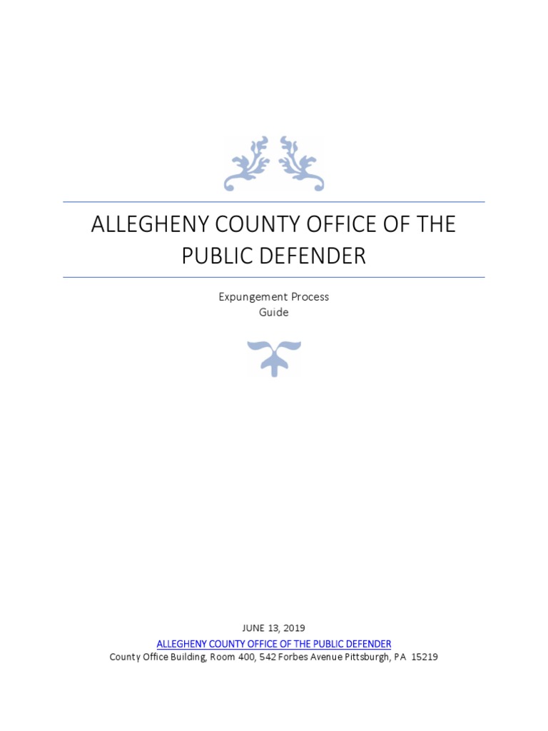 Allegheny County Expungement Guide | PDF | Criminal Record | Arrest