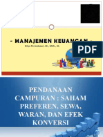 Pertemuan 12 Pendanaan Campuran (Saham Preferen, Sewa, Waran Dan Efek Konversi)