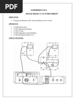 Experiment No 6 Single-Phase CT at Overcurrent: Objectives