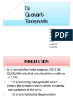 De Quervain's Tenosynovitis: Dr. Jatin JR3 Year Orthopaed Ics Fmhs Under SGT University