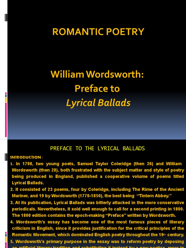 essay on preface to lyrical ballads