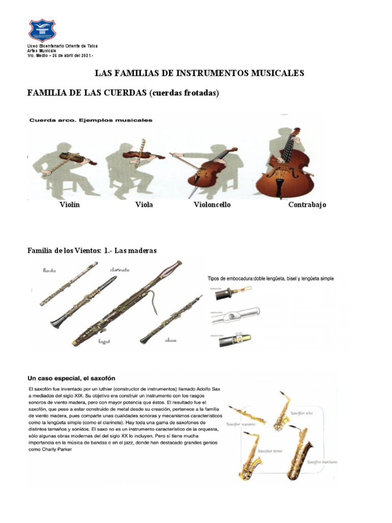 Los Instrumentos de La Orquesta 1º Medio | PDF | Ciencias sociales ...