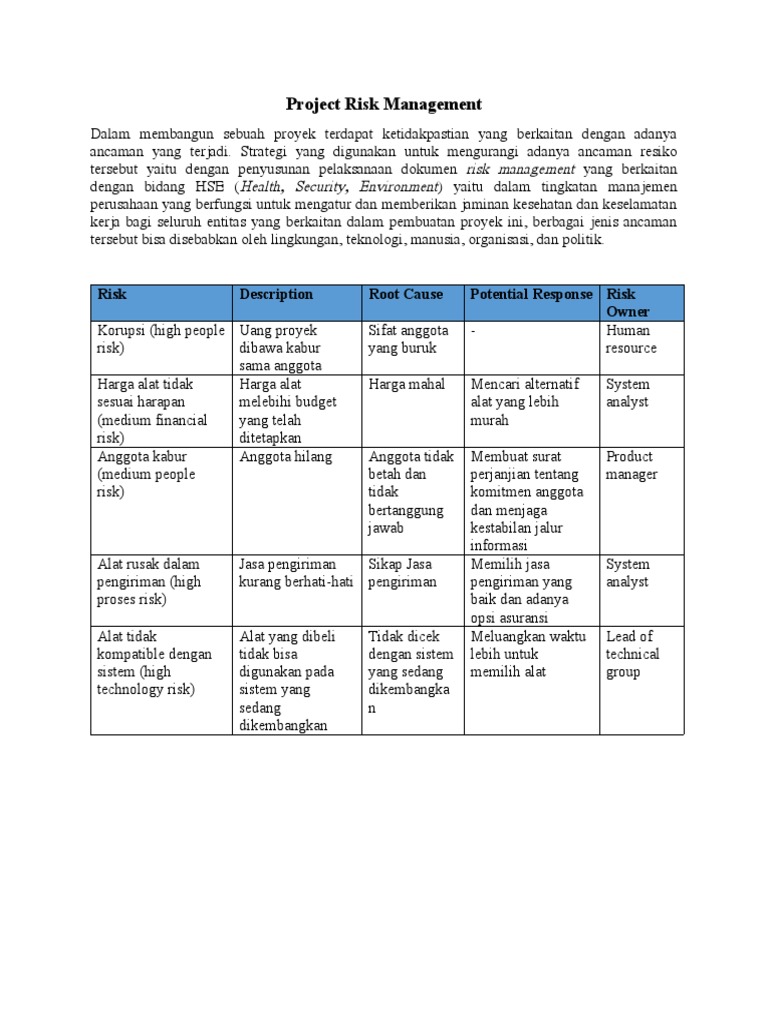 Project Risk Management | PDF
