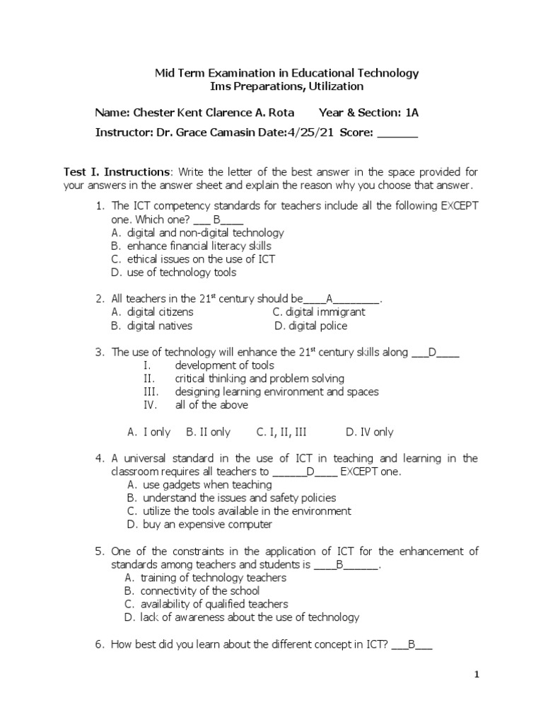 Educational Technology Midterm Exam Guide | PDF | Educational ...