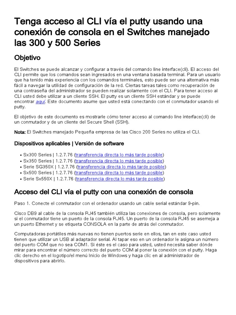 Acceso CLI a Switches Cisco con PuTTY | PDF | Interfaz de línea de ...
