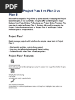 Microsoft Project Plan 1 Vs Plan 3 Vs Plan 5