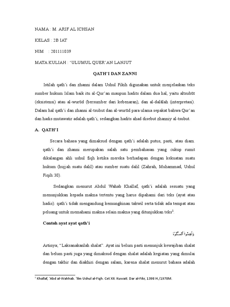 M Arif Al Ichsan 039 Uql Qath I Dan Zanni Pdf
