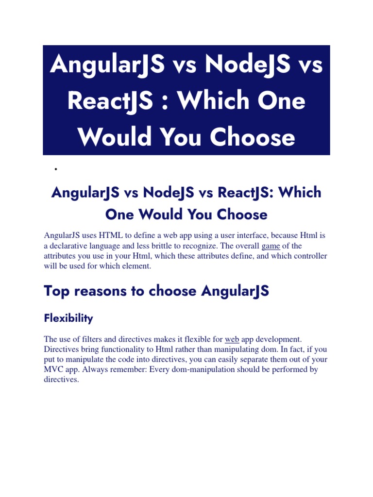 AngularJS Vs NodeJS Vs ReactJS: Which One Would You Choose | PDF ...
