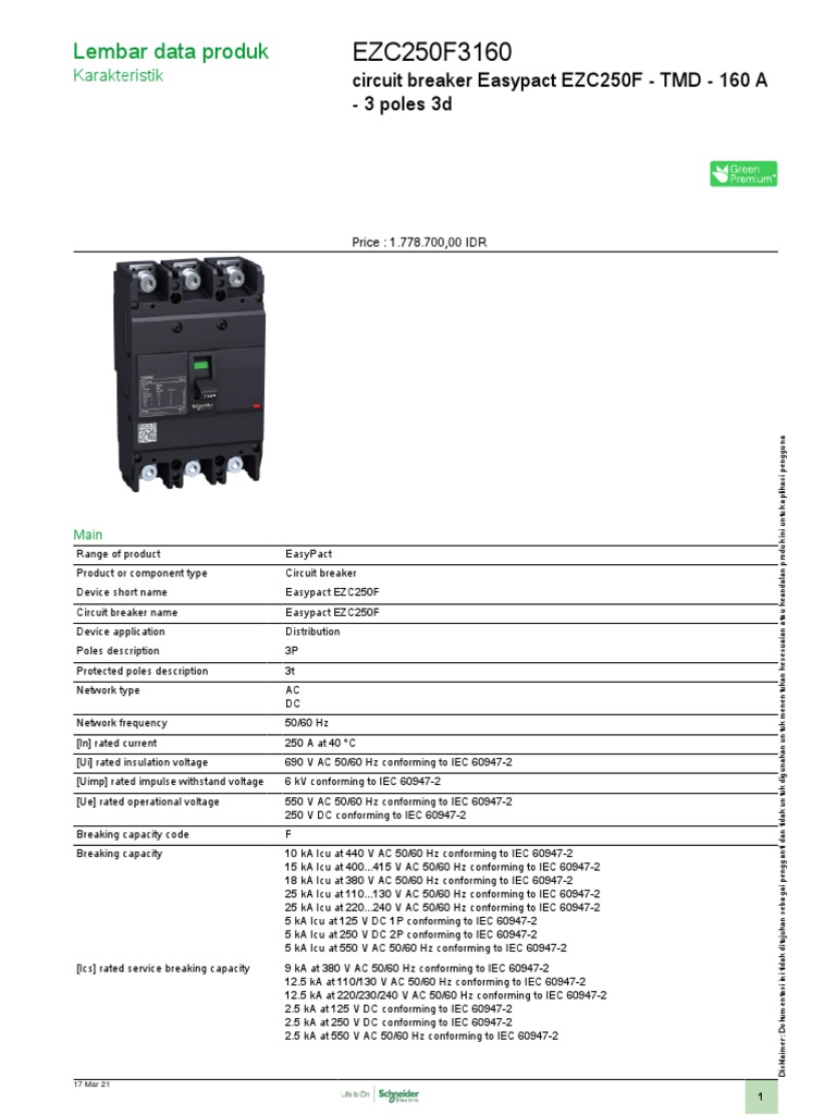 EasyPact EZC - EZC250F3160 | PDF | Alternating Current | Electrical ...