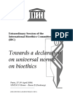 Towards a declaration on universal norms on Bioethics