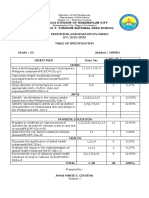 TABLE OF SPECS 10 3rd Grading Period