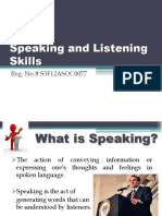Speaking and Listening Skills: Reg. No.# S3F12ASOC0077