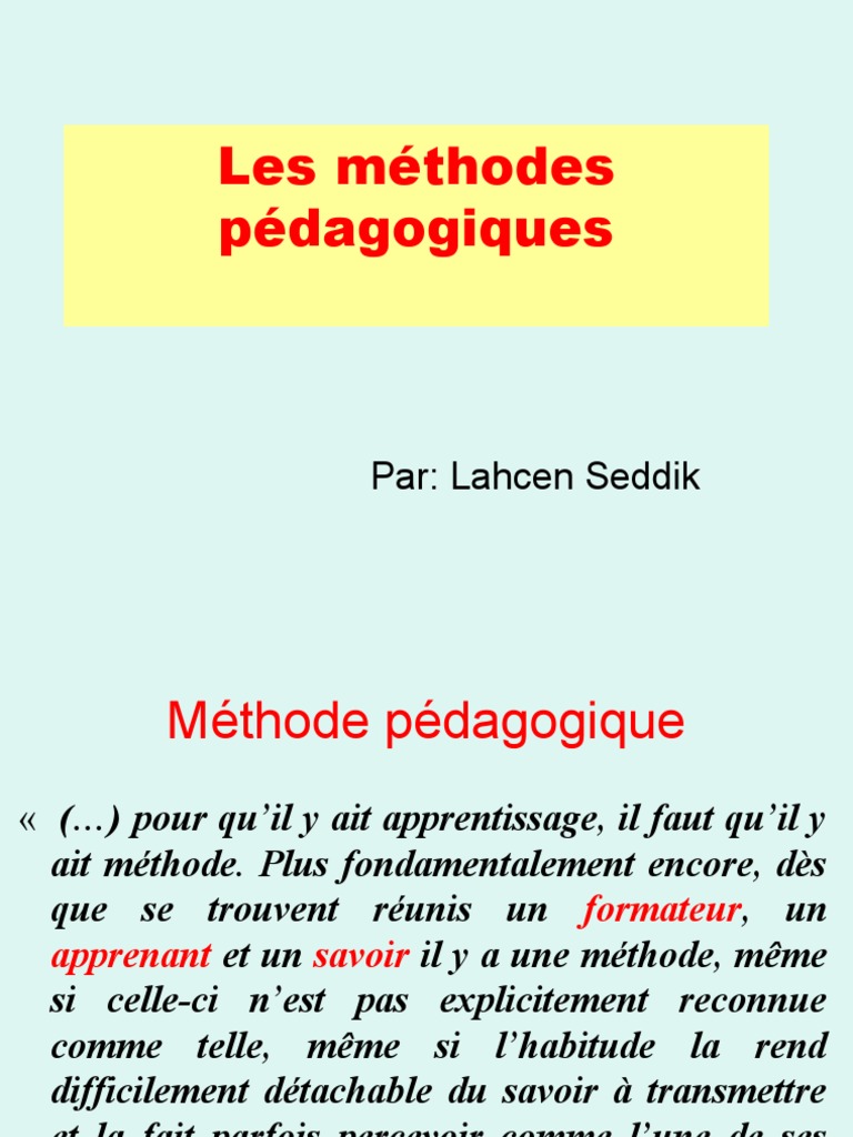 Méthodes pédagogiques en enseignement | PDF | Pédagogie | Psychopédagogie