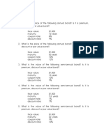 Bond and Stock Valuation Calculations