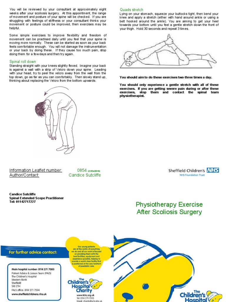 Post-Surgery Scoliosis Exercise Guide | PDF | Scoliosis | Knee