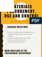 Materials Procurement, Use and Control