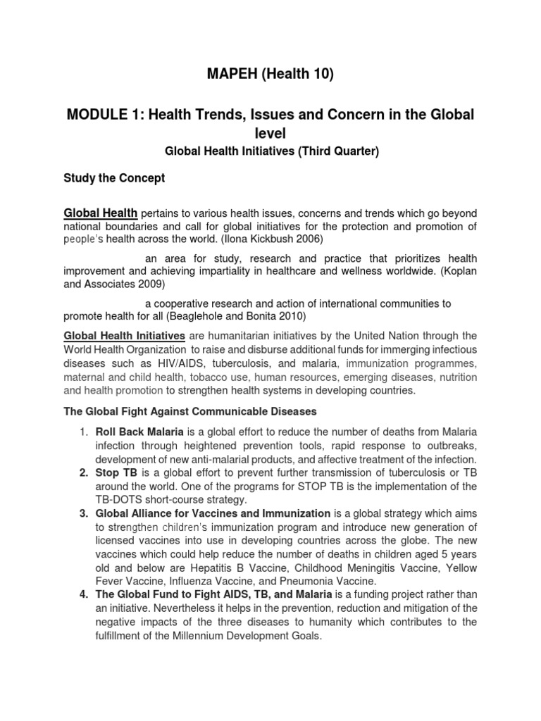 Global Health Trends and Initiatives Overview | PDF | World Health ...