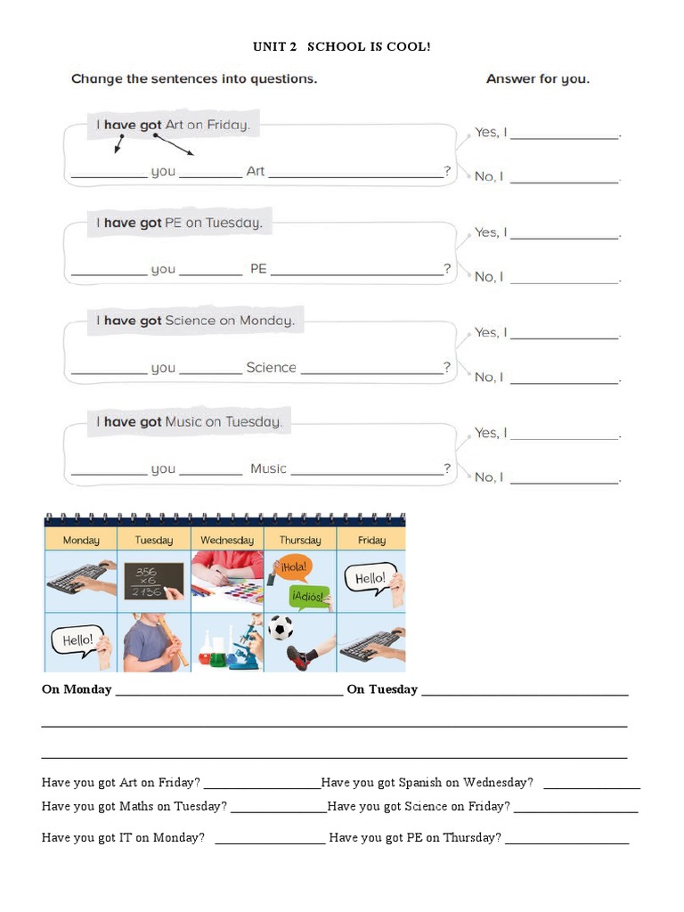 Unit 2: School Schedule Activities | PDF