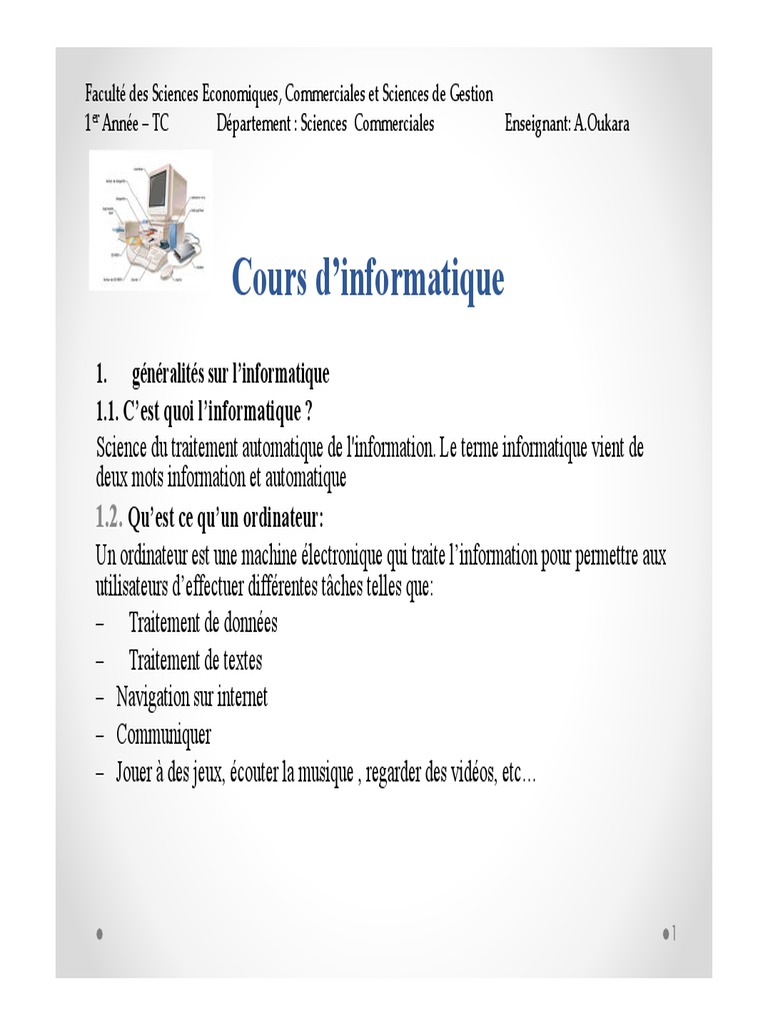 Introduction à l'informatique | PDF | Périphérique informatique ...